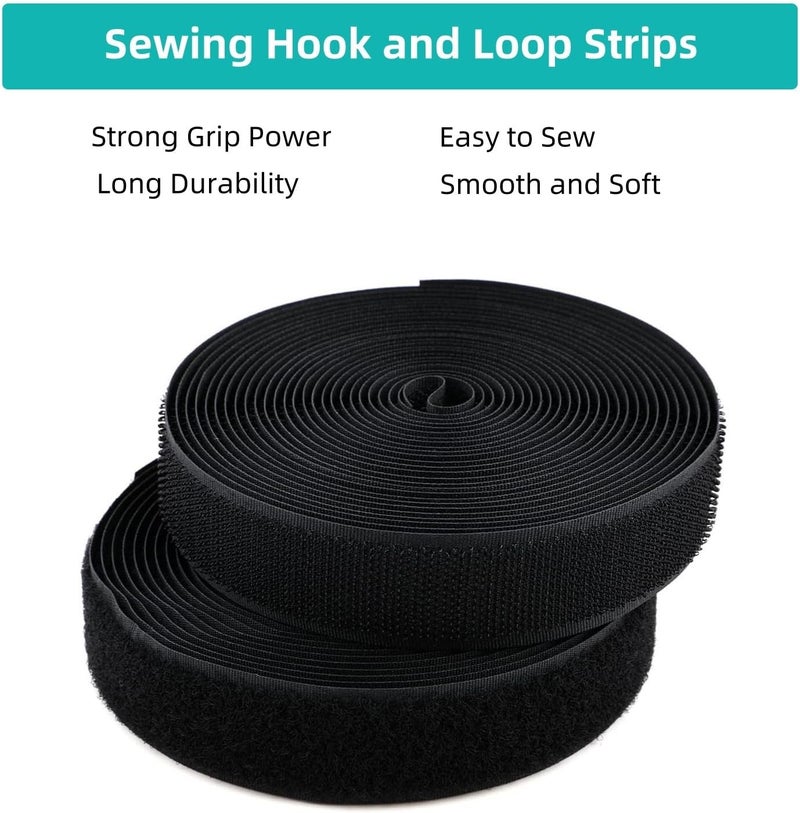SICCOMA Sew on Hook and Loop Tape 1.5 Inch Wide,16.4 Feet Non-Adhesive Back Sewing Hook and Loop Strips Sewing Fastener Fabric Fastener Non Adhesive Interlocking Tape - Image 2